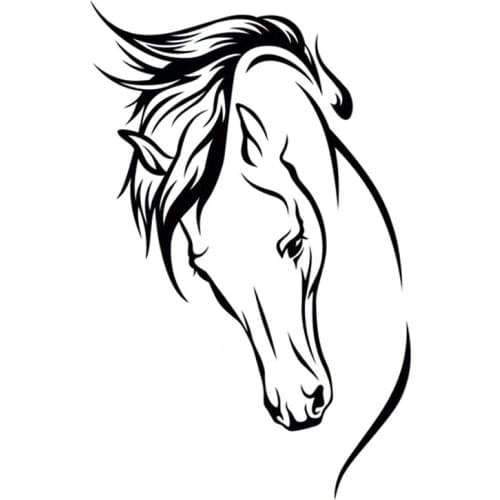10.4cm*17cm Animal Horse Head Car Accessories Vinyl Car Sticker Black/Silver S6-2724