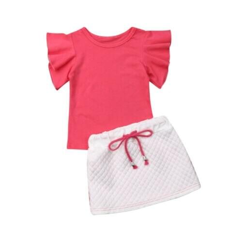 Baby Girl Clothes Clean 2PCS Toddler Kid Baby Girl Summer Clothes Tops T-Shirt Skirt 2pcs Outfit Set