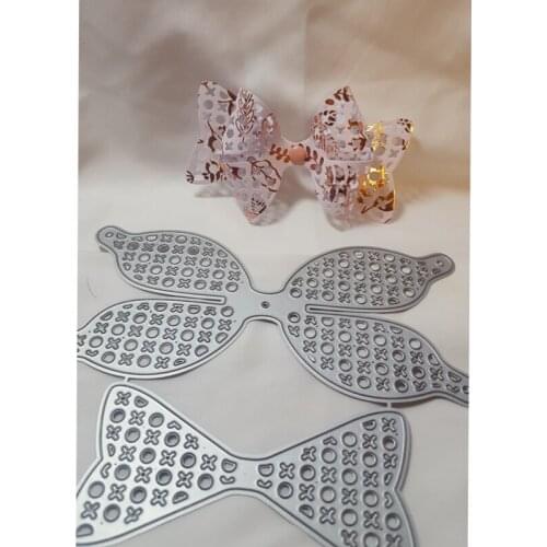 2pcs Bowshot Hollow Set Metal Cutting Dies Stencil Scrapbook Album Embossing For Gift Card Making Handcrafts Decor