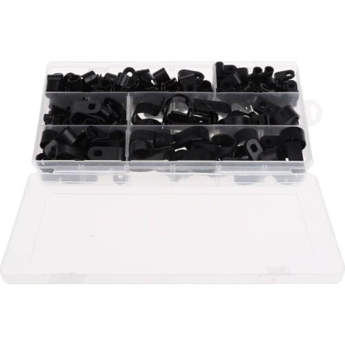 200x Nylon Screw Mounting R Type Cable Clamp Fasteners For Cable Management