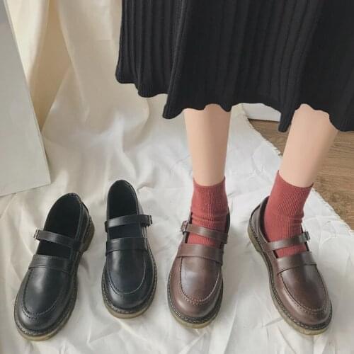 2020 spring women singles shoes solid color round head buckle simple and elegant daily professional womens casual shoes U29-25