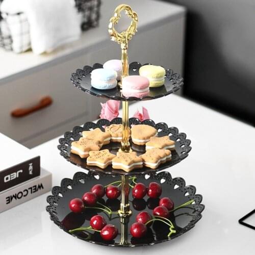 3 Tier Cake Dessert Rack Stand Afternoon Tea Wedding Party Plates Tableware Multi Layer Plastic Tray Snack Candy Tray
