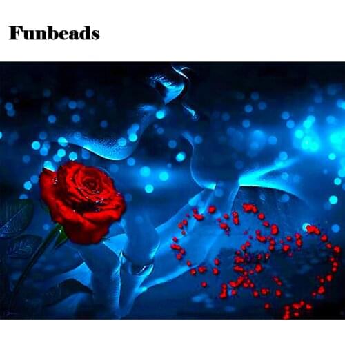Diamond Embroidery Love kiss Needlework 5D DIY Diamond Painting red rose flower Full Square Round Drill Rhinestone Mosaic FF841