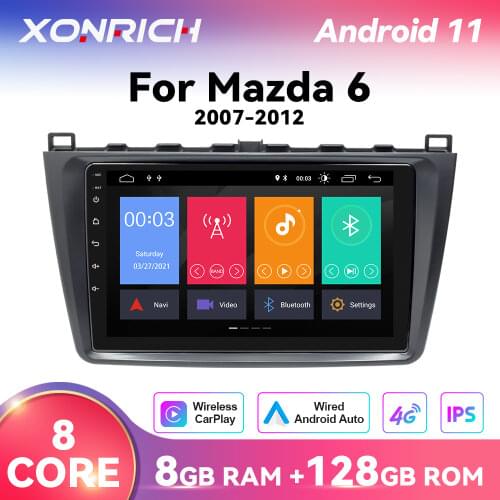 DSP 4G+128G Android 10.0 Car Radio Multimedia Video Player For Mazda 6 2007 2008 - 2012 Navigation GPS 2 din DVD RDS Carplay