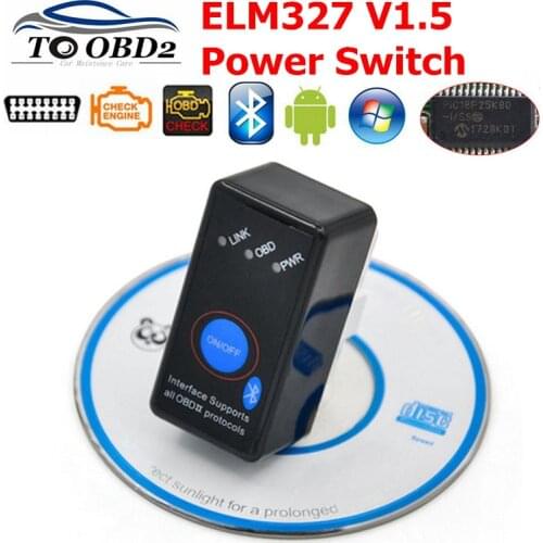 MINI ELM327 V1.5 Bluetooth ON/OFF Switch with PIC18F25K80 chip ELM 327 1.5 OBD2/OBDII for Android Torque Car Scanner Tool