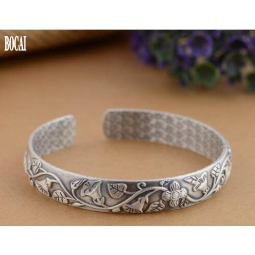 Reaal s990 silver bracelet for women matte craft Thai silver womens flower rich bracelet new fashion accessories
