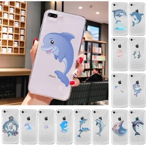 Cute dolphin Phone Case For iPhone X XS MAX 6 6s 7 7plus 8 8Plus 5 5S SE 2020 XR 11 11pro max Clear funda Cover