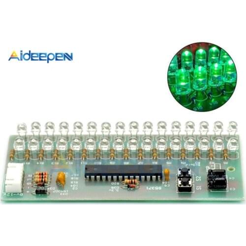 DC 8V-12V 16 LED Dual Channel MCU Adjustable Display Pattern LED VU Meter Level Indicator Amplifier Audio Music Equalize Module