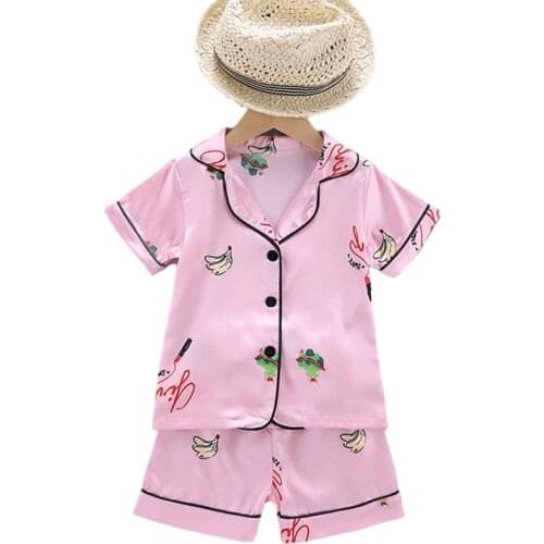 Kids Girls Sleepwear Pajamas Sets Nightwear Baby Boys Clothes Homewear Pajama Set Ice Silk Children Pyjamas Suit