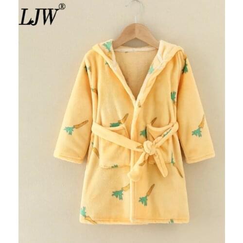 Childrens new childrens clothing home service men and women baby bathrobe animal cartoon flannel hooded childrens nightgown