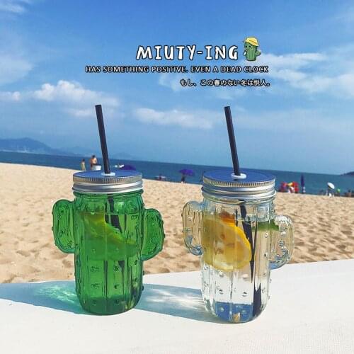 Ins Very Hot Cactus Juice Creative Glass Bottle Glass Cup Set Glass Drinkware 400ml