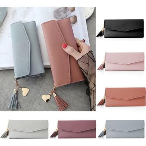 Long Women Wallet Female Purses Tassel Coin Purse Card Holder Wallets Female Clutch Money Bag Pu Leather Wallet