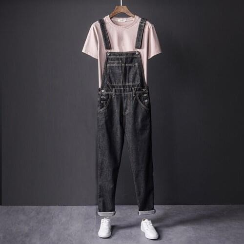 Spring Fall Casual Mens Black Safari Style Washed 4XL 5XL Denim Jumpsuits , Summer Male Jeans Overalls , Man Romper Overall