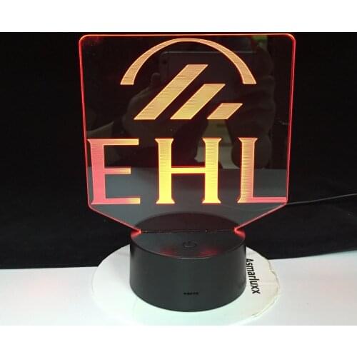 EHL Swiss Ecole Hoteliere de Lausanne Design Shape Electric Illusion 3d Lamp LED 7 Colors Changing For Holiday Gift Dropship