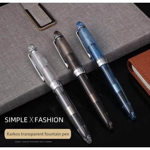 Elegant transparent fountain pen with converter business office signature pen smooth writing gray