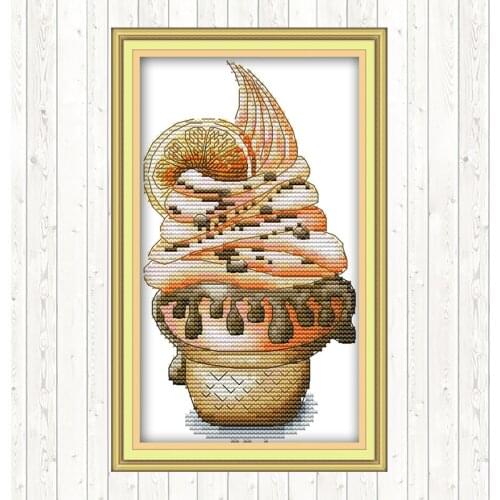 Fruit Ice Cream DIY Needlework Crafts Cross Stitch Kits Wall Home Decor Patterns Kits Cotton Thread Embroidery Needlework Sets