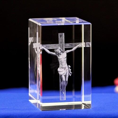 Christianity Crucifixion, representing the death of Jesus on the Cross 3D crystal Sculpture art statue