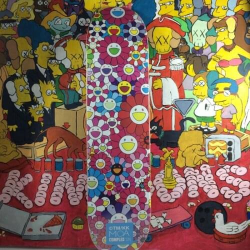 Red Colored Flowers Sunflower Skateboard Pop Art Interior Decoration PendantCollection Modern Maple Skateboard TM/KK