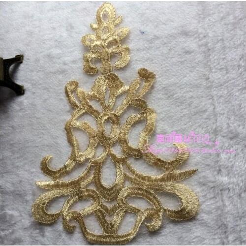 1 Piece 23*17cm Lace Appliques Gold Embroidered Patches Cosplay Party Decoration Vintage Dress Costumes Diy Hometextile Trims