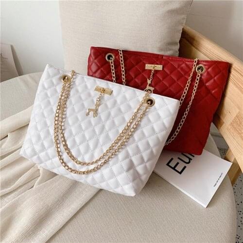 Fashion PU Leather Chain Handbag Women Large Top-handle Bags Shoulder Totes