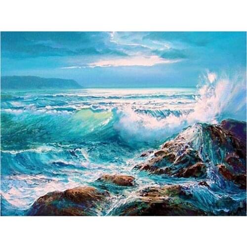 Frame Painting By Number On Canvas Kits sea scenery Unique Gift DIY Coloring By Numbers Decorection For Home