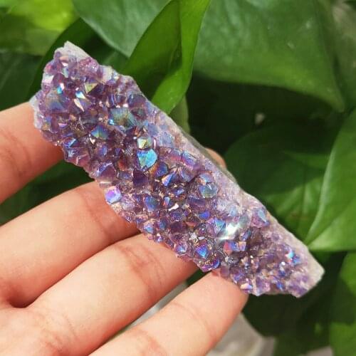 Natural Aura Angel Amethyst Crystal cluster Plating Titanium coating Quartz Vug Gemstone Flower Healing 50-500g