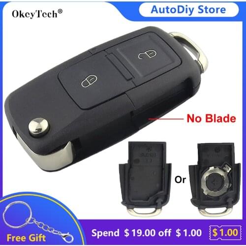 Okeytech 2 Buttons Remote Car Key Shell Fob For Volkswagen VW MK4 Bora Golf 4 5 6 Passat Polo Bora Touran With Replacement Pin