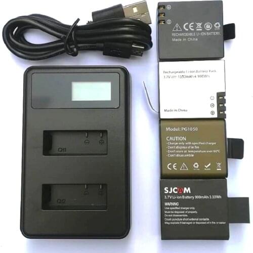 Original 1350/1050 mAh battery charger for SJCAM Sj4000 Sj5000X SJ9000 C30R EKEN H9R THIEYE T5 Edge E7 Action Camera Accessories