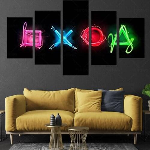 PRINTED Neon Gaming Posters framed Gamer Room Decor Posters for Boys Video Game Room Decor Playstation Decor wall art canvas