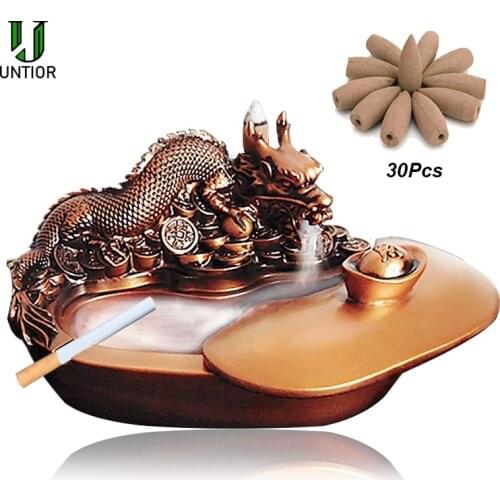 UNTIOR Chinese Style Resin Ashtray Shape Of Dragon Decorative Crafts Ash Holder Home Party Bar Office Ashtray Home Gift Ash Tray