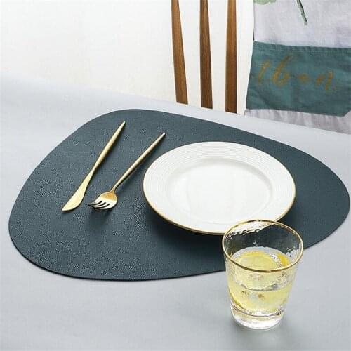 Placemat Table Mat Tableware Pad PU Leather Waterproof Heat Insulation Non-Slip Placemat Soft Black Brown Washable Bowl Coaster