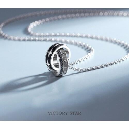 Fashionable couple S925 silver plated cross star buckle pendant trendy personality necklaces Love Anniversary Gift 176