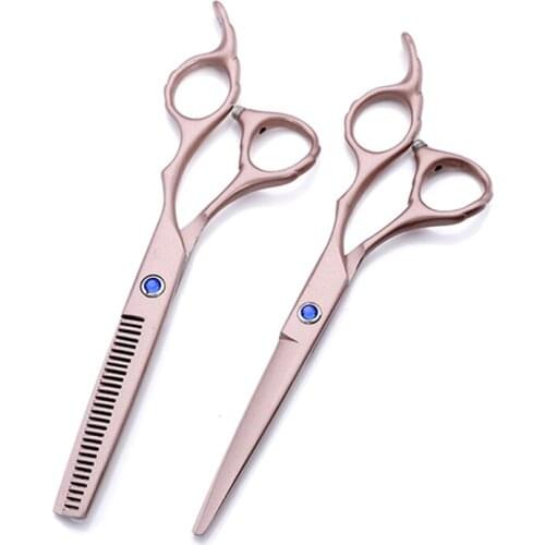 Professional Japan 440c 6 '' Flower handle rose gold hair scissors haircut thinning barber cutting shears hairdresser scissors