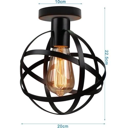 Industrial Ceiling Mount Lamps Vintage Metal Spherical Ceiling Lamp Light Fixture for Hallway Stairway Bedroom Kitchen
