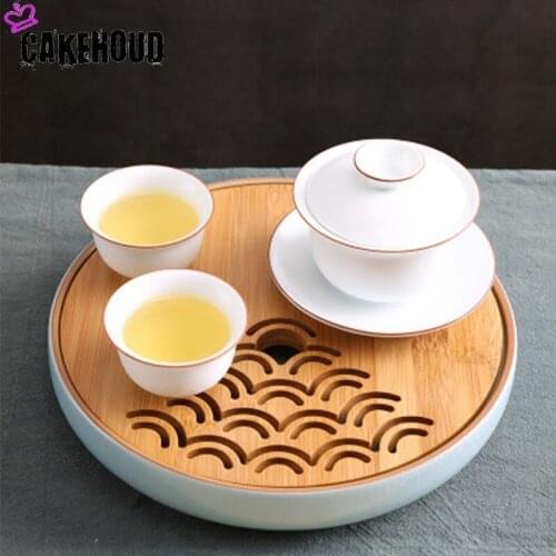 CAKEHOUD Bamboo Simple Water Storage Tea Tray Tea Ceremony Kung Fu Tea Set Chinese Household Tea Tray Portable Travel Tea Set