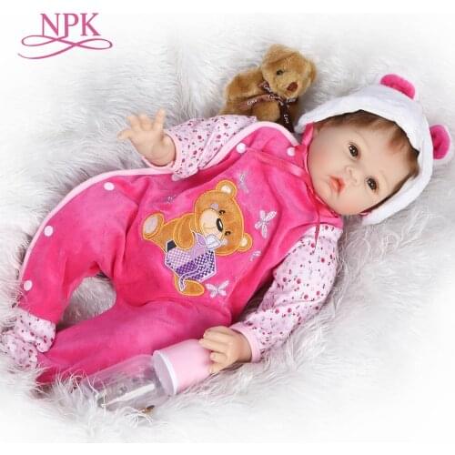 NPK 22inch lifelike real reborn baby doll silicone vinyl soft real touch sweet sleeping baby doll good for baby girls