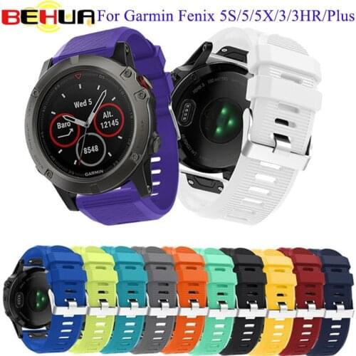 Watchband Strap for Garmin Fenix 5X 5 5S Plus 3 3HR D2 S60 Watch 26 22mm 20mm Quick Release Silicone Easy fit Wrist Band Strap