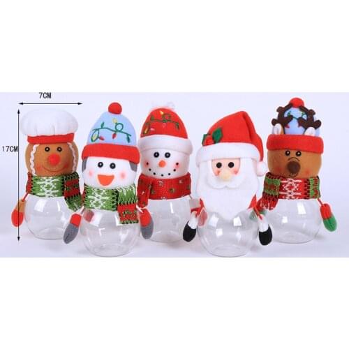 Christmas Plastic Transparent Candy Jar Lovely Santa Claus Image Christms Decoration For Home Children New Years decor