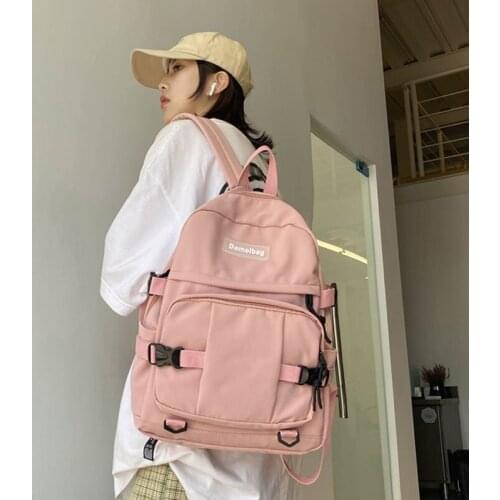 Large Capacity Travel Women Backpack Fashion Outdoor Nylon Waterproof Teen Girl Backpack Student School Bag Pink color backpack