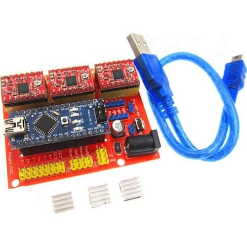 CNC Shield V4 + Nano 3.0 + 3pcs A4988 / DRV8825 Reprap Stepper Drivers Set for Engraving machine kit DIY kit