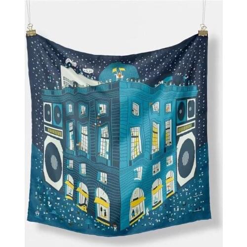 53cmX53cm Fashion Twill Fabric Small Square Scarves Women Hair Handkerchief Silk Jungle Beast Print Neck Hijab Accessories Gift