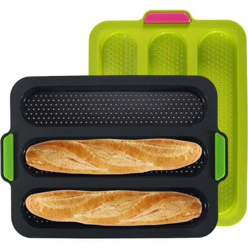 Silicone Baguette Pan Nonstick 3 Wave Loaves French Toast Bread Baking Tray Bake Mold Perforated Silicone Molds Loaf Pan