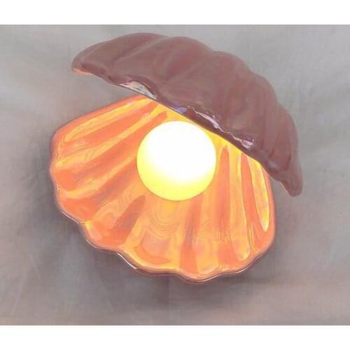 LED Fantasy Mermaid Decoration Lamp Gift Desktop Storage Bedroom Decoration LED Night Light Ceramic Shell Pearl Night Light