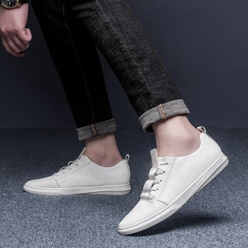 Fashion Mens shoes genuine leather Sneakers Breathable Casual Loafer Shoes outdoor Spring Mens black white Designer Men Loafers