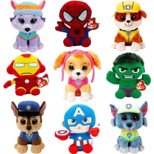 Ty Beanie Boos Big Eyes Soft Plush Stuffed Rocky Marshall Skye Zuma Rubble Chase&Panther Spider Man Toys Doll Child Gift 15CM