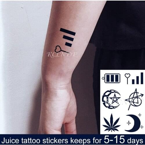 Waterproof Temporary Juice Ink Tattoo Sticker Moon Star Love Heart Battery Element Fruit Gel Long Lasting Art for Men Women