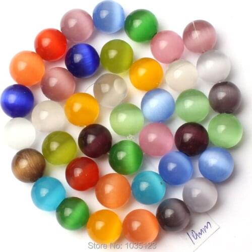 High Quality 10mm Mixed Color Cat Eye Stone Round Shape Gems Loose Beads Strand 15" DIY Creative Jewellery Making w2694