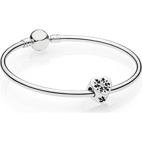 NEW 100% 925 Sterling Silver 1:1 Original Snow Heart Bracelet Gift Set Jewelry Women Luxury Dealer Store