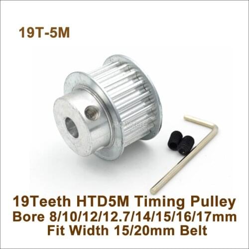 POWGE 19 Teeth 5M Timing Pulley Bore 8-17mm Fit Width 15/20mm HTD 5M Timing Belt 19T 19Teeth HTD 5M Synchronous Pulley