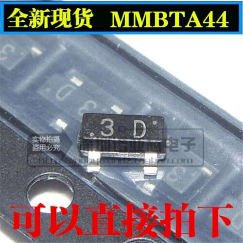 100pcs MMBTA44 3D SOT23 A44 MMBTA44LT1G SOT-23 MMBTA44L Transistor SMD 0.2A / 400V NPN